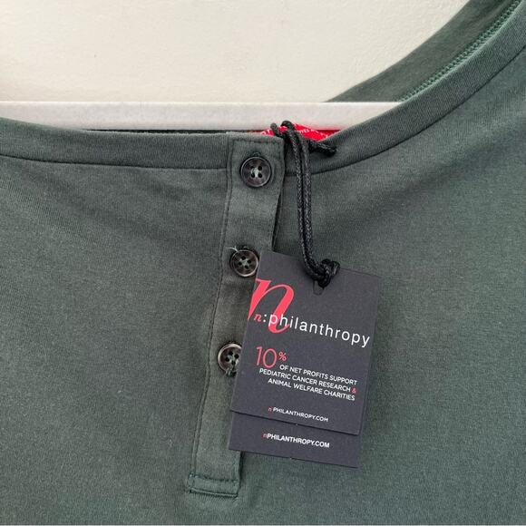 n:philanthropy NEW Erro Henley Off Shoulder Long Sleeve Henley Top Winter Moss - Picture 6 of 8